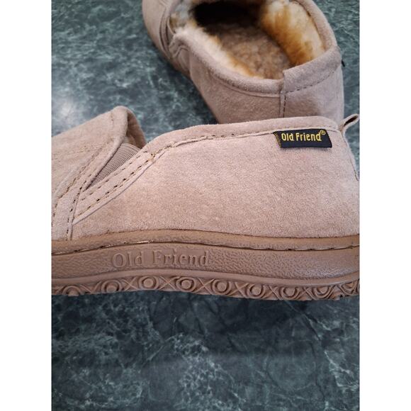 Old Friend Mens 8M 10W Romeo Sheepskin Suede Leather Slippers Brown Fur Lined main image 12